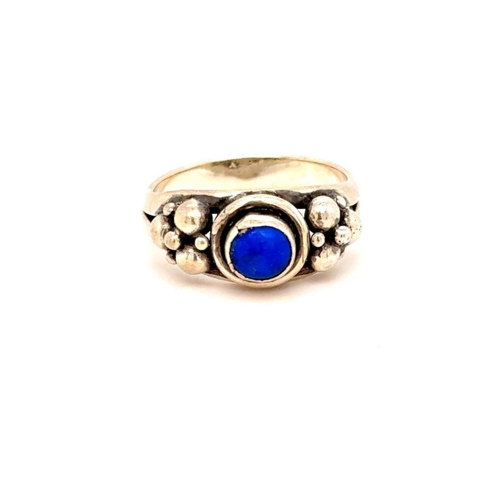 Silver 925‎ Dotted Lapis Lazuli Ring